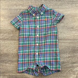 Baby Boy’s Ralph Lauren Plaid One Piece - Blue, Green, Red 9 months